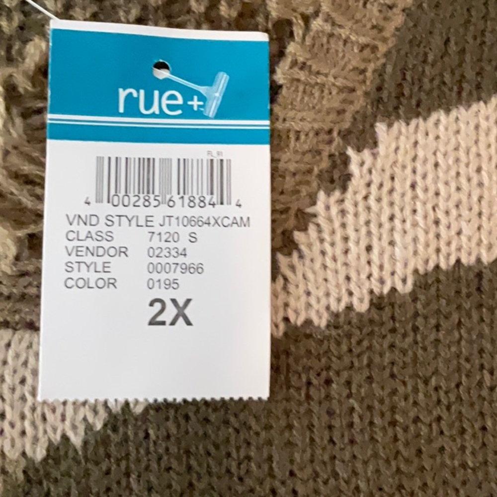 Rue 21 plus size Camo Destructed Hem Crop Sweater - Picture 5 of 5